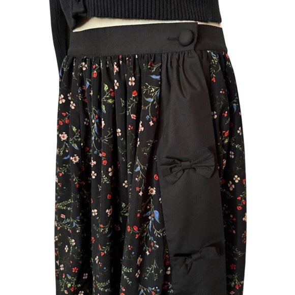 Unique Vintage Black Floral Print Midi Skirt Size M - Picture 5 of 11